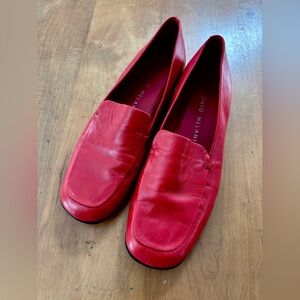 Buttery soft red leather loafers